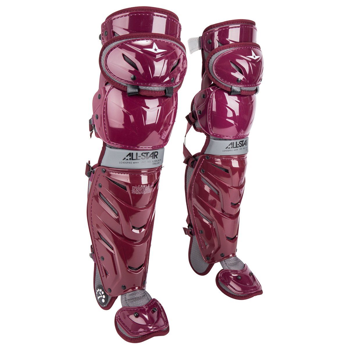 All-Star Lg40Spro System 7 Intermediate Baseball Catcher's Leg Guards | Maroon/Graphite