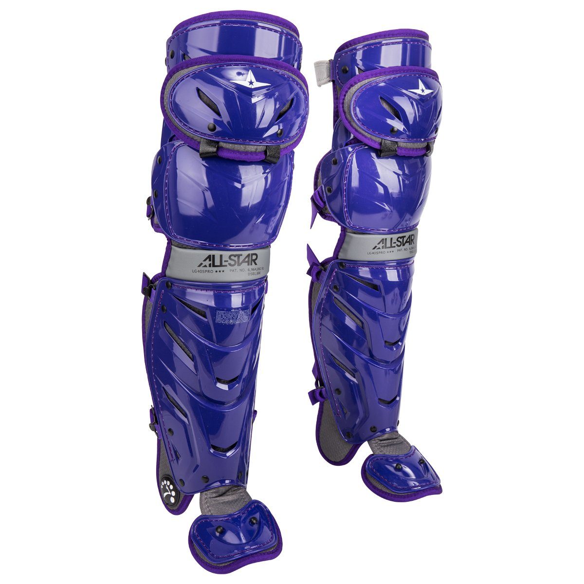 All-Star Lg40Spro System 7 Intermediate Baseball Catcher's Leg Guards | Purple/Graphite