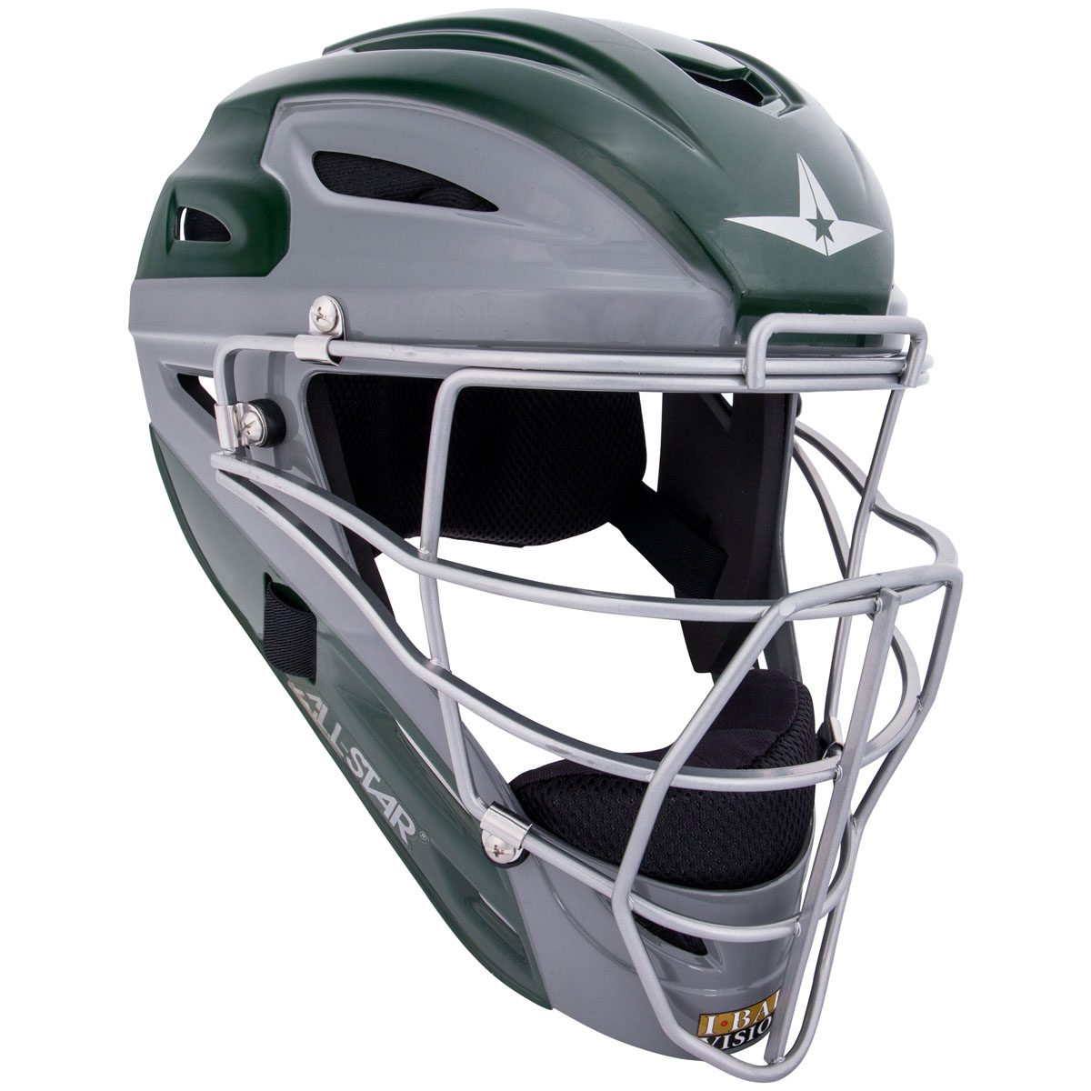 All-Star Mvp2500Gtt Two-Tone Adult Baseball Catcher's Helmet | Dark Green/Graphite