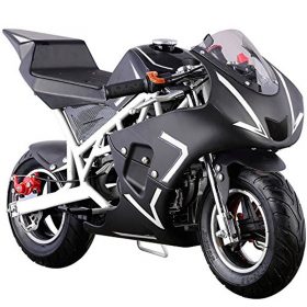 Go-Bowen 40cc 4-Stroke Gas Pocket Bike - Mini Motorcycle - White/Black
