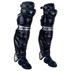 Easton Elite X Adult Baseball Catcher's Leg Guards | Navy/Silver