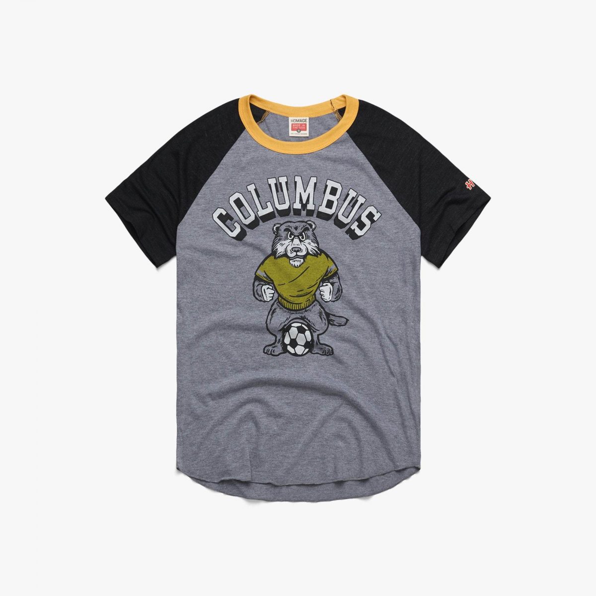 Columbus Soccer Mascot Baseball T-Shirt
