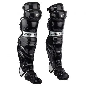 Easton Elite X Adult Baseball Catcher's Leg Guards | Black/Silver