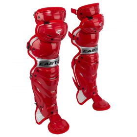 Easton Elite X Youth Baseball Catcher's Leg Guards | Red/Silver