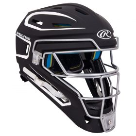 Rawlings Mach Two-Tone Adult Baseball Catcher's Helmet | Black/White