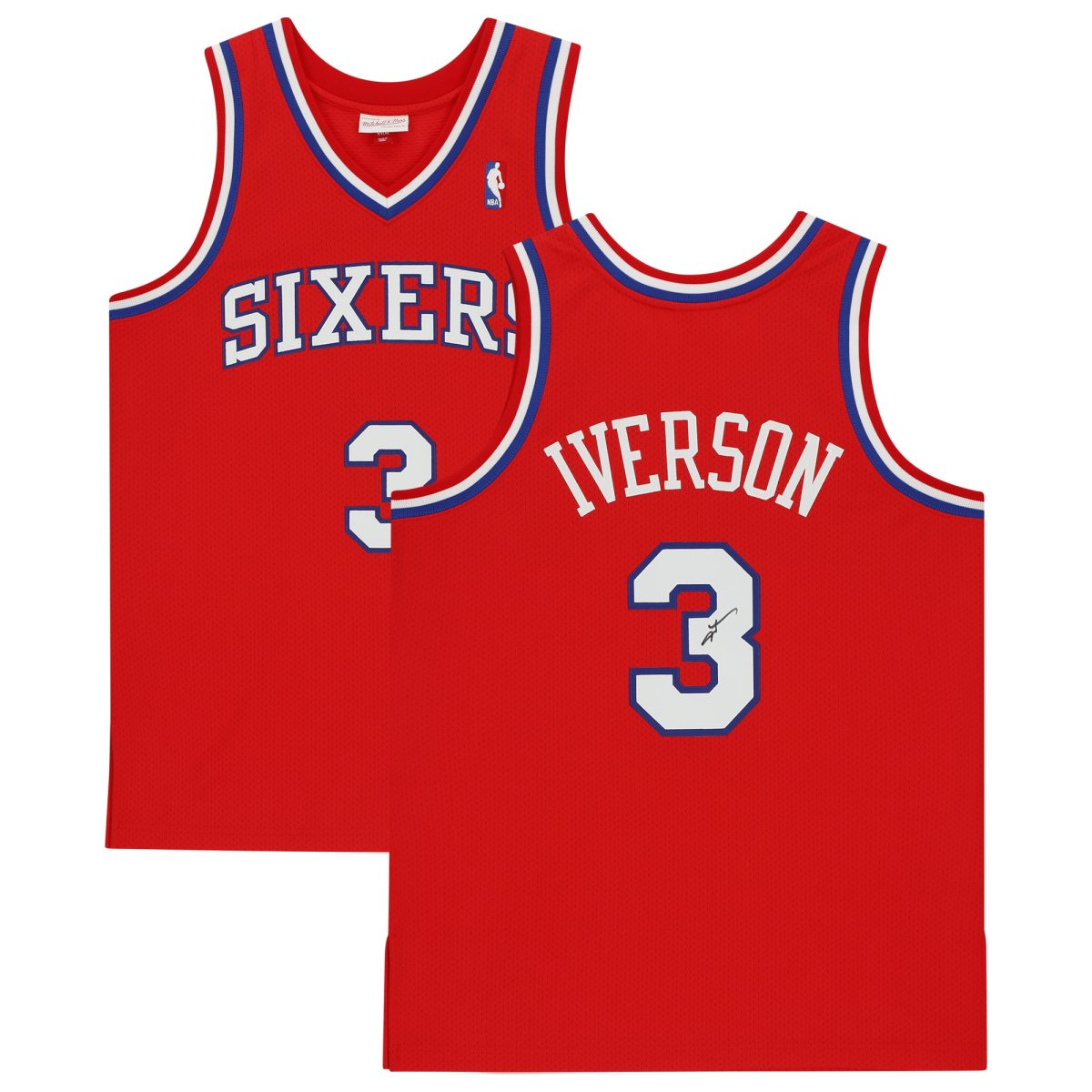 Allen Iverson Red Philadelphia 76ers Autographed 2002-03 Mitchell & Ness Authentic Jersey