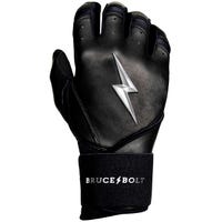 Bruce+Bolt Men's Premium Cabretta Leather Long Cuff Batting Gloves - 2020 Model - Chrome in Black/Chrome Size Medium