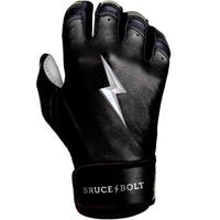 Bruce+Bolt Men's Premium Cabretta Leather Short Cuff Batting Gloves - 2020 Model - Chrome in Black/Chrome Size Large