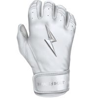 Bruce+Bolt Premium Cabretta Leather Short Cuff Youth Batting Gloves - 2020 Model - Chrome in White/Chrome Size Medium