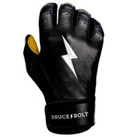 Bruce+Bolt Premium Cabretta Leather Short Cuff Youth Batting Gloves - 2020 Model in Black/Gold Size Medium