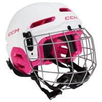 CCM Mutltisport Youth Hockey Helmet Combo in White/Pink