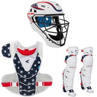 Easton Jen Schro The Very Best Fastpitch Softball Catcher's Kit in White/Red Blue Size Large