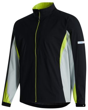 FootJoy Men's Hydrolite Golf Rain Jacket in Black/Silver/Lime, Size S
