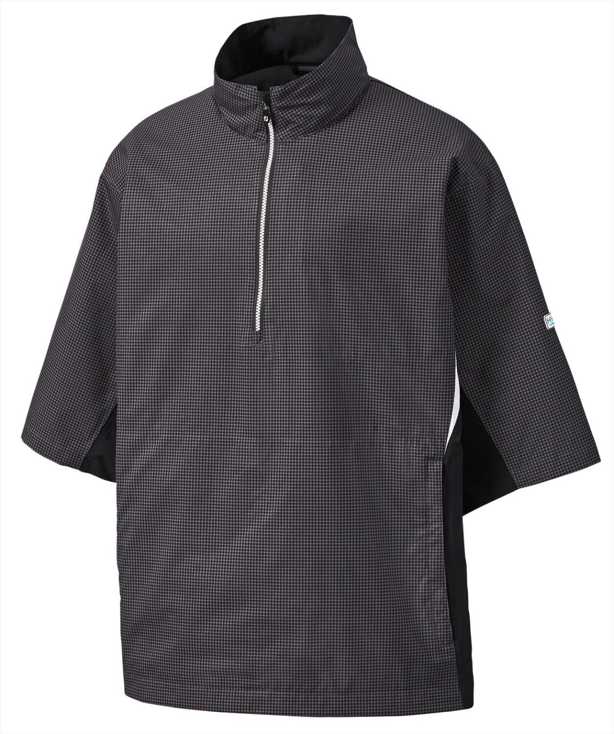 FootJoy Men's Hydrolite Short Sleeve Golf Rain Shirt in Charcoal/Black Houndstooth, Size S