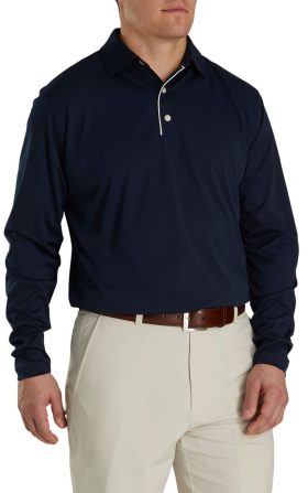 FootJoy Men's Long Sleeve Sun Protection Golf Shirt, 100% Polyester in Navy, Size S