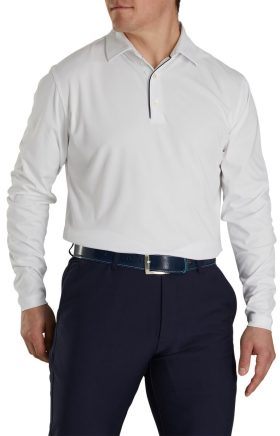FootJoy Men's Long Sleeve Sun Protection Golf Shirt, 100% Polyester in White, Size S