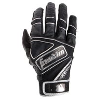 Franklin Powerstrap Chrome Men's Batting Gloves in Black Size Large
