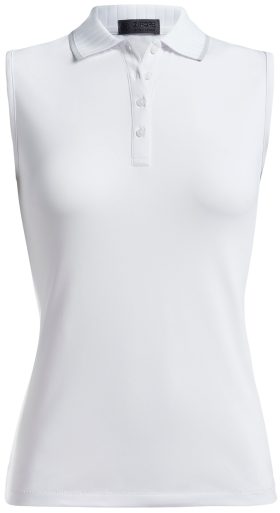 G/FORE Women's Sleeveless Pique Golf Polo, Spandex/Polyester in Snow, Size XL