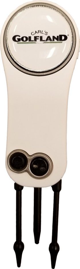 J&M Golf Pitchfix Fusion 2.5 Pin Divot Tool W/ Ball Marker in White/Red