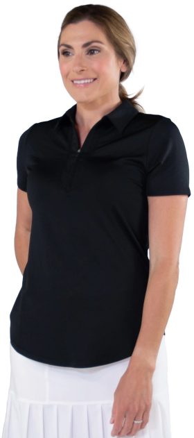 JoFit Women's Performance Golf Polo, Spandex/Polyester in Black, Size XS
