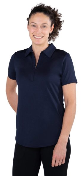 JoFit Women's Performance Golf Polo, Spandex/Polyester in Midnight, Size XS
