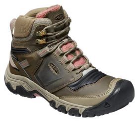 KEEN Ridge Flex Mid Waterproof Hiking Boots for Ladies - Timberwolf/Brick Dust - 10M