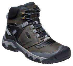 KEEN Ridge Flex Mid Waterproof Hiking Boots for Men - Magnet/Black - 13M