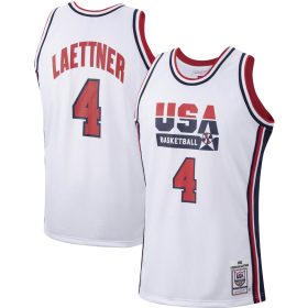 Men's Mitchell & Ness Christian Laettner White USA Basketball Authentic 1992 Jersey
