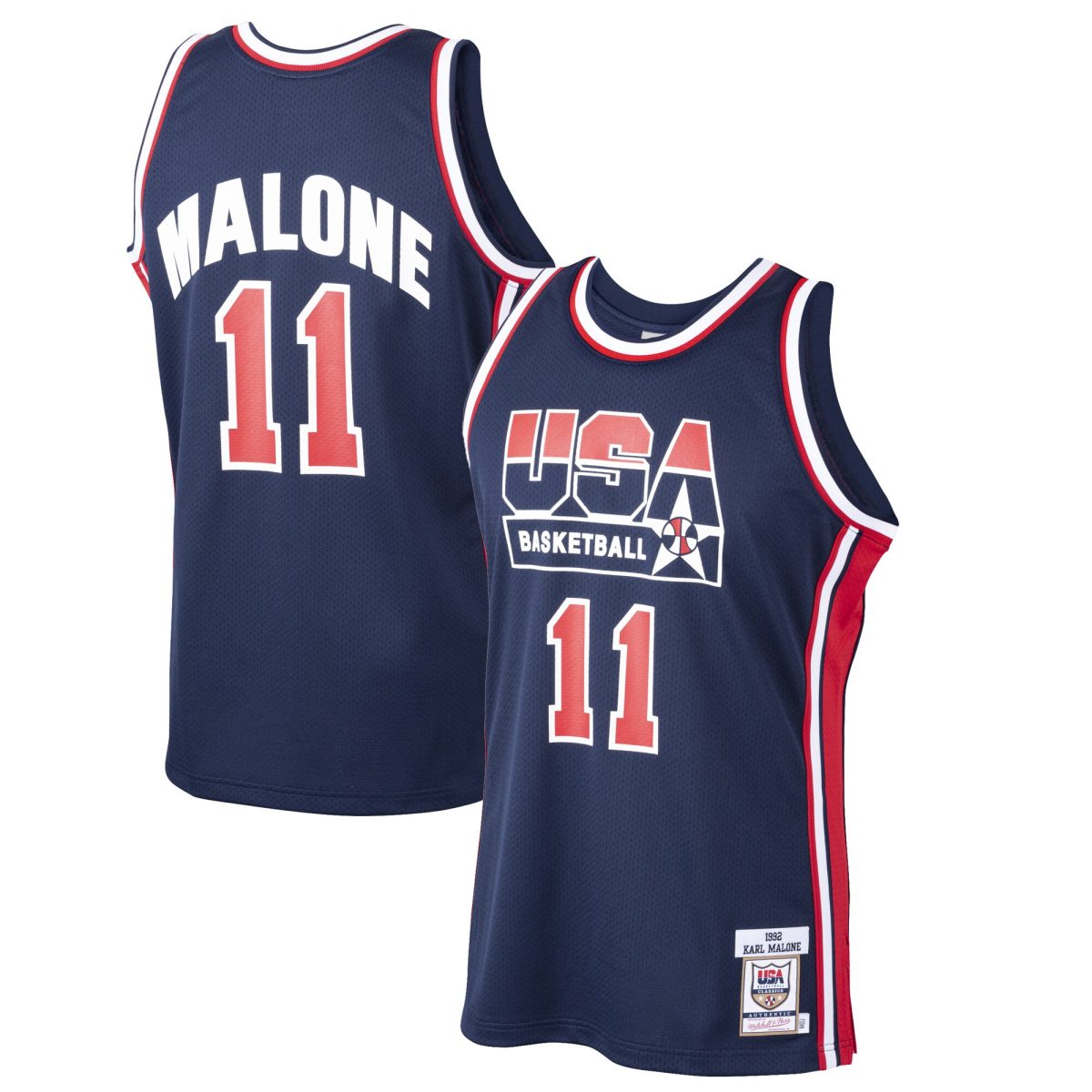 Men's Mitchell & Ness Karl Malone Navy USA Basketball Home 1992 Dream Team Authentic Jersey