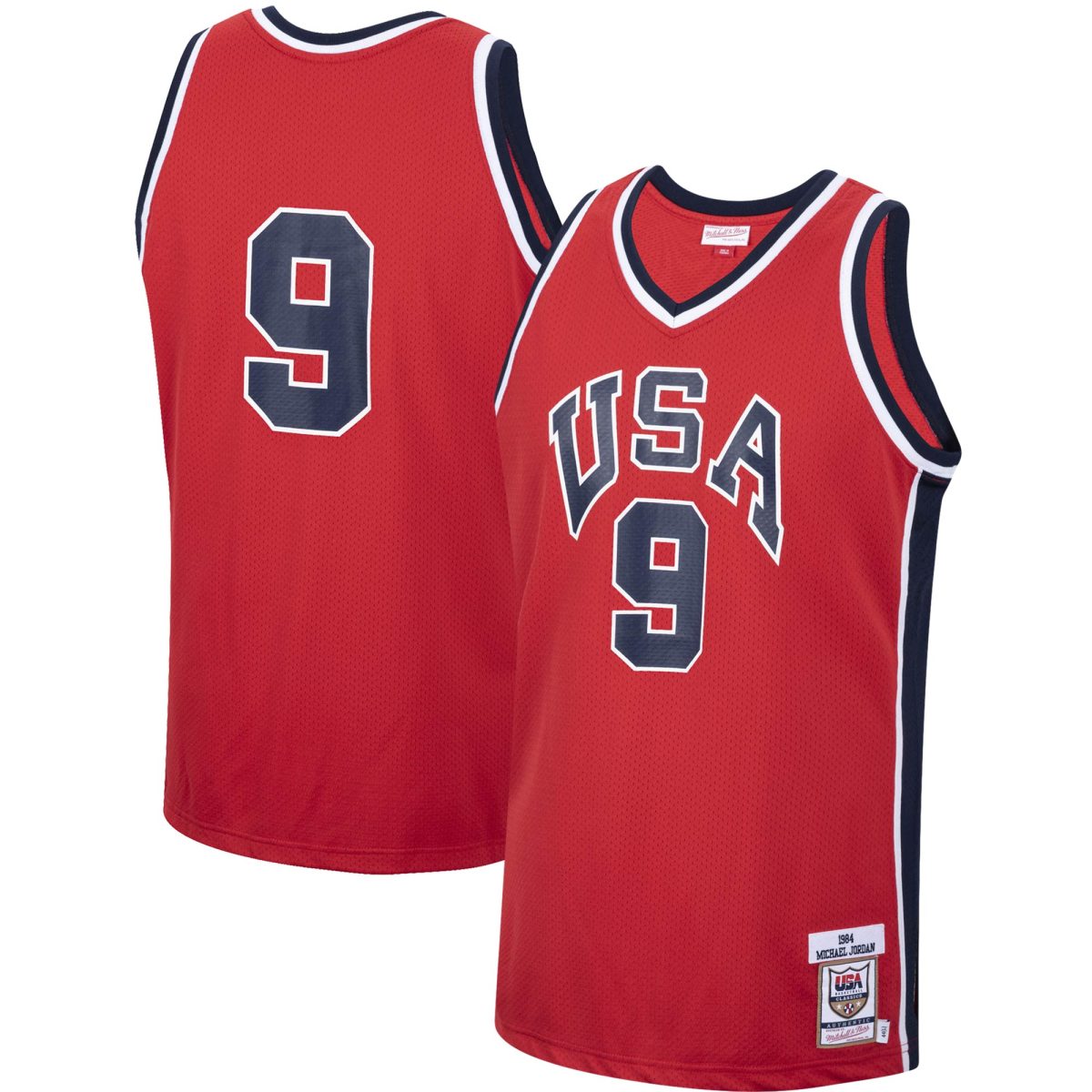 Men's Mitchell & Ness Michael Jordan Red USA Basketball Authentic 1984 Jersey