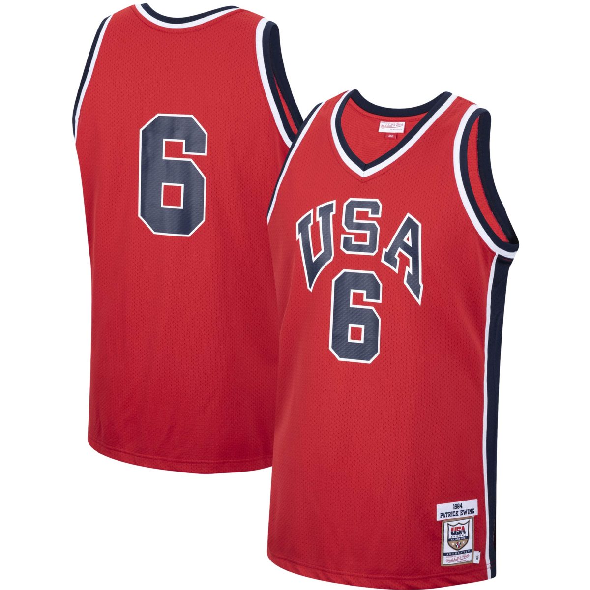 Men's Mitchell & Ness Patrick Ewing Red USA Basketball Authentic 1984 Jersey