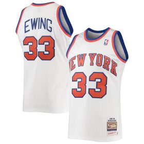 Men's Mitchell & Ness Patrick Ewing White New York Knicks Hardwood Classics Authentic 1985 Jersey