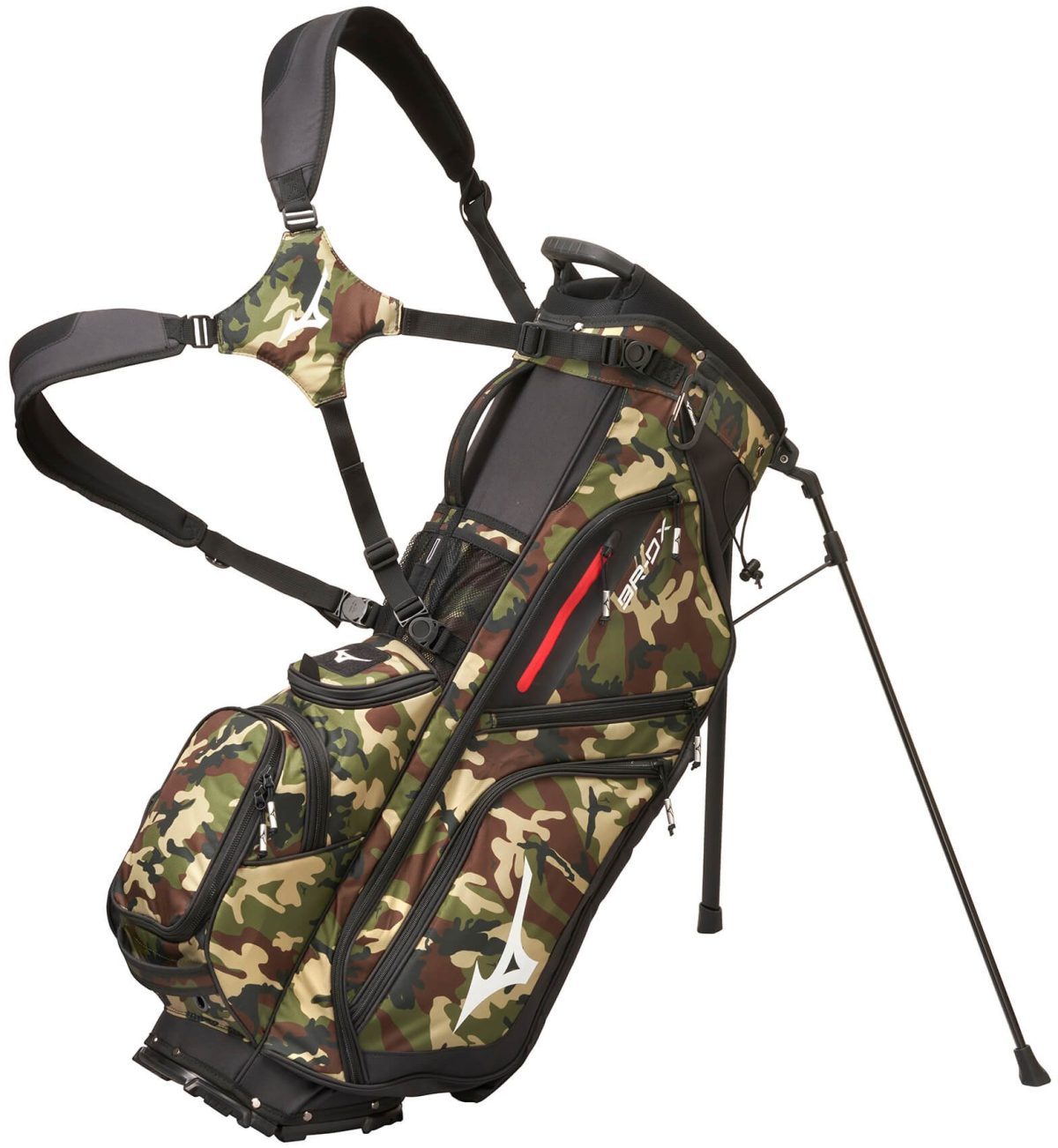 Mizuno Br-Dx Hybrid Stand Bag 2022 in Camo/Black/Red