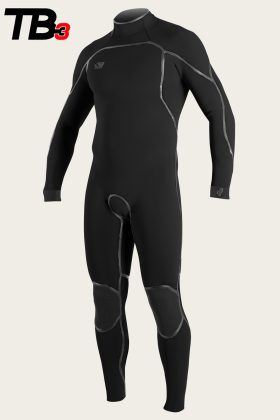 Oneill Wetsuits Mens Psycho One Back Zip 4/3mm Fullsuit in Black / LT