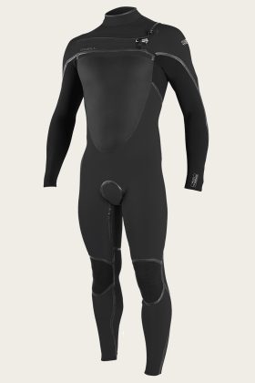 Oneill Wetsuits Mens Psycho Tech Chest Zip 4/3mm Fullsuit in Black / Large