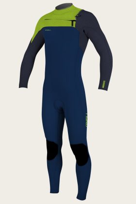 Oneill Wetsuits Youth Wetsuit Hyperfreak Chest Zip 3/2+mm Fullsuit in Abyss/Abyss/Day Glow (Fz6) / 10