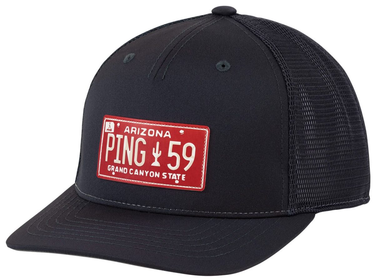 PING Men's License Plate Golf Hat, Spandex/Polyester in Navy