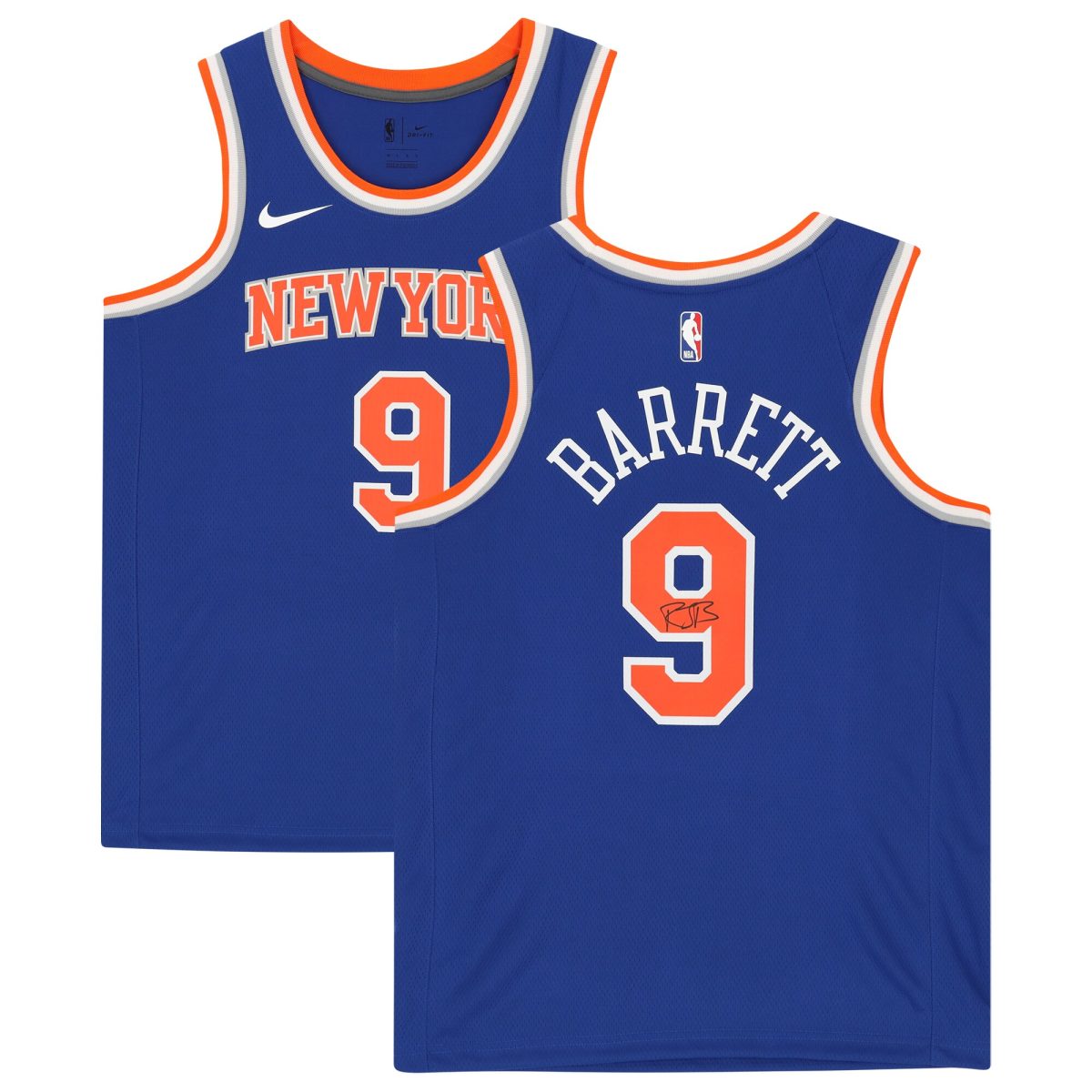 RJ Barrett New York Knicks Autographed Nike 2021-2022 Blue Icon Swingman Jersey