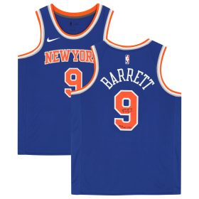 RJ Barrett New York Knicks Autographed Nike 2021-2022 Blue Icon Swingman Jersey with ''2019 #3 PICK'' Inscription