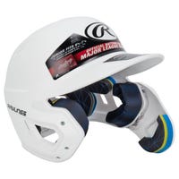 Rawlings Mach Adjust Matte Junior Batting Helmet w/ EXT Flap in White Size Junior (Left Handed Batter)