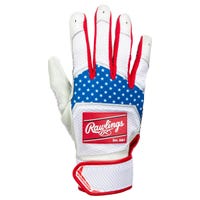 Rawlings Workhorse Adult Baseball Batting Gloves - 2022 Model in Red/White Blue Size Large