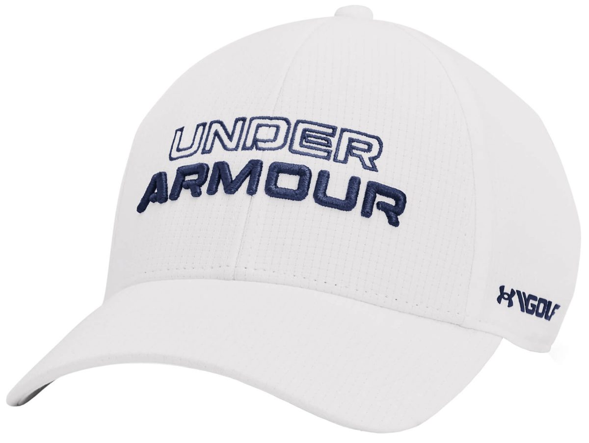 Under Armour Men's Jordan Spieth Golf Hat, 100% Polyester in White/Academy, Size M/L