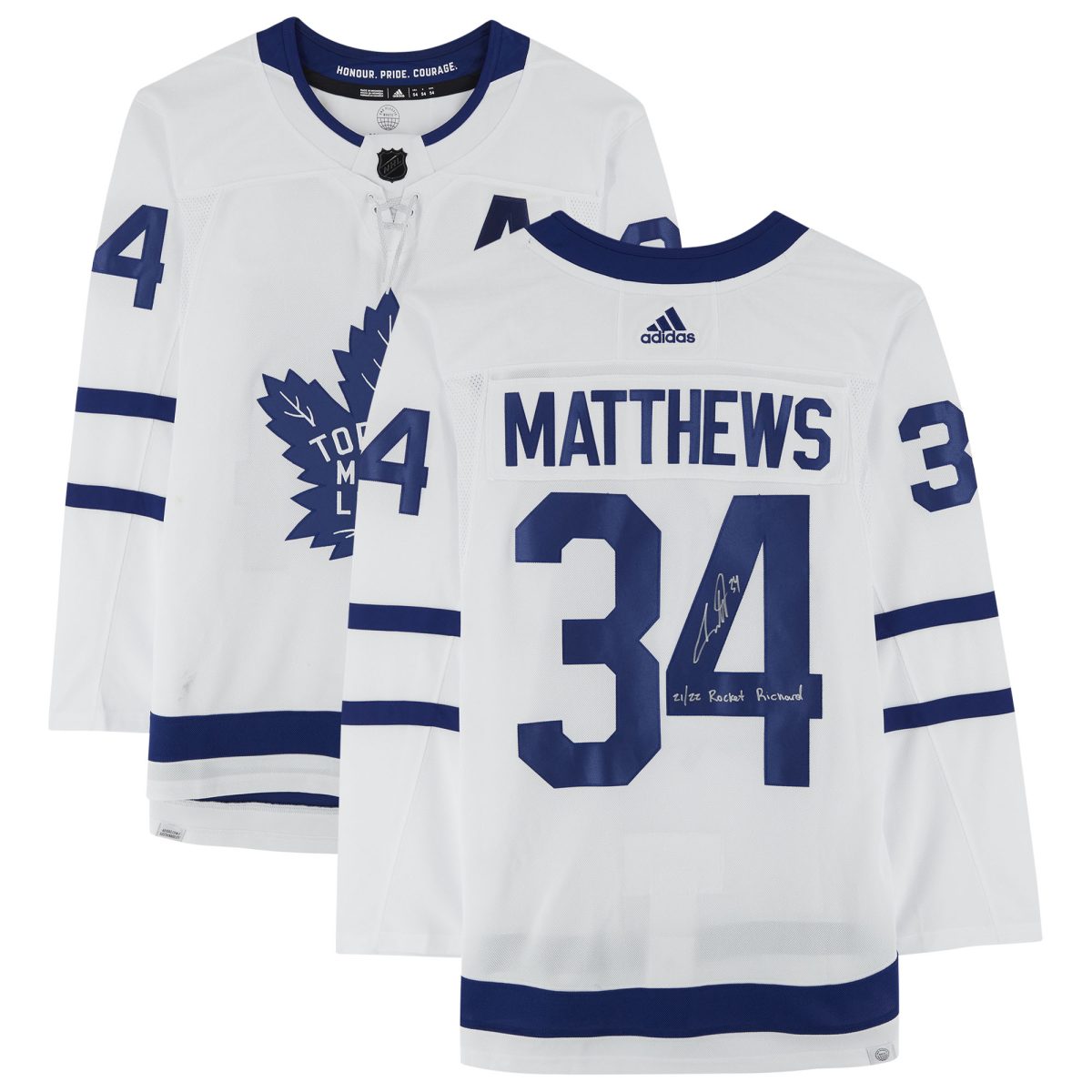 Auston Matthews White Toronto Maple Leafs Autographed adidas Authentic Jersey with "21/22 Rocket Richard" Inscription