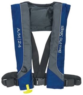 Bass Pro Shops AM24 Auto/Manual Inflatable Life Vest - Blue/Grey