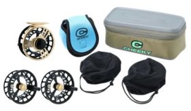 Cheeky Launch Triple Play Fly Reel Package - Gold/Black