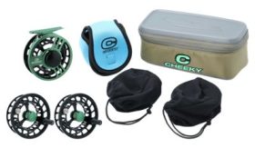 Cheeky Launch Triple Play Fly Reel Package - Green/Black