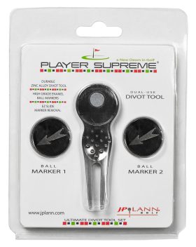 JP Lann Player Supreme Divot Tool And Golf Ball Marker Set in Alignment Arrows