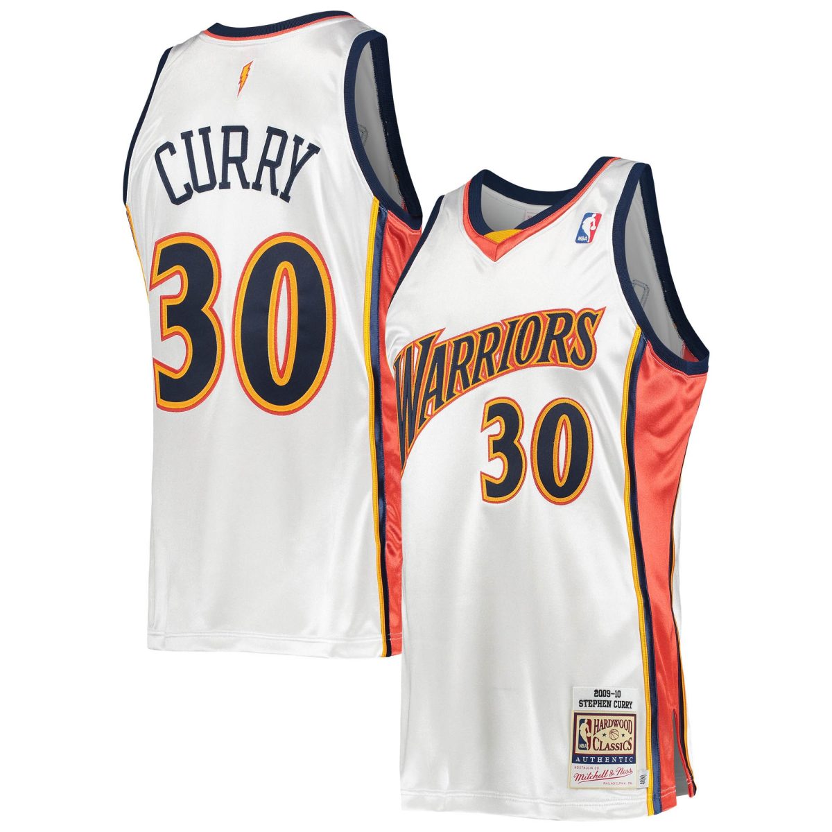 Men's Mitchell & Ness Stephen Curry White Golden State Warriors 2009-10 Hardwood Classics Authentic Player Jersey