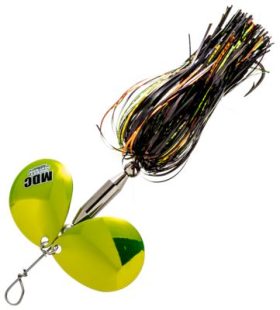 Musky Mayhem Tackle Micro Double Cowgirl Spinner - 3/4 oz. - Blackfire/Trans Chartreuse