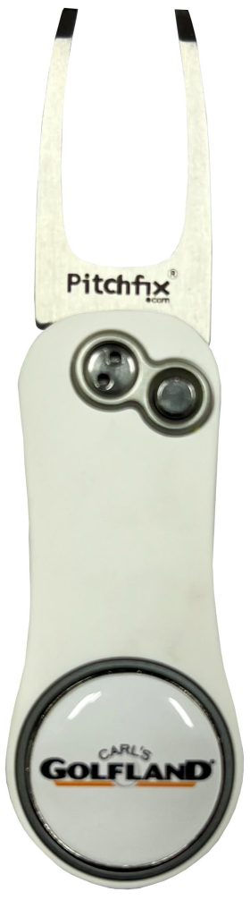 J&M Golf Pitchfix Hybrid 2.0 Divot Tool W/ Ball Marker in White